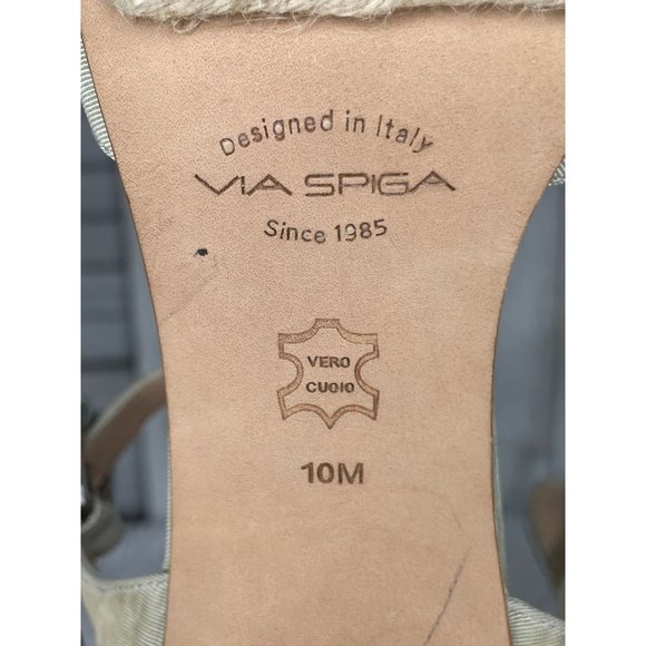 Via Spiga Heeled Sandals Sage Green With Twine Soles Size 10 M - Picture 9 of 11